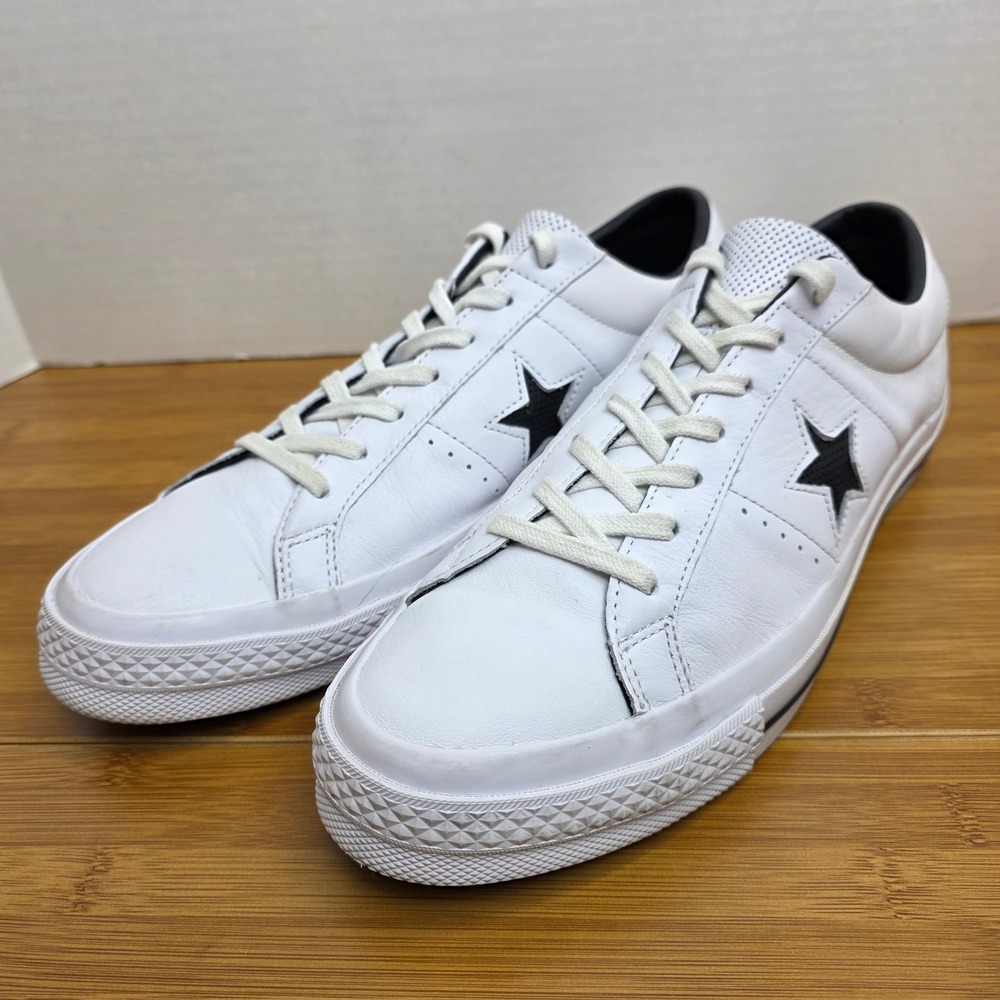 Converse One Star Perforated Leather Low Top White Black 158464C M 12 W 14 - Picture 1 of 11